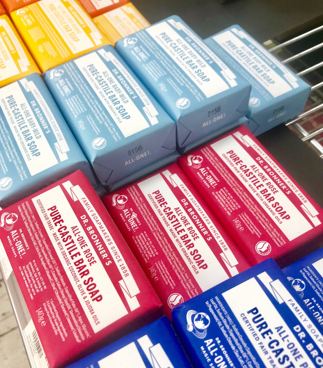 ManukaUK's tweet photo. Dr Bronner’s Organic certified fair trade pure essential oil soaps, making them kinder on the skin and the environment! 
We love their ethos too, which they have used since founded in 1948;
“In all we do, let us be generous, fair &amp; loving... for we’re ALL-ONE OR NONE”. 😍 https://t.co/1y3KnQoh8v