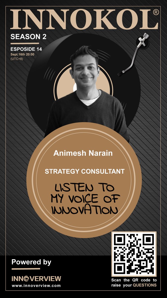 innoverview's tweet photo. We are glad to announce that Mr. Animesh Narain the Strategy Consultant and prior Head of CRM at Dyson China will be the guest of InnoKOL virtual interview on Sept.16th(UTC+8). Please save the date and stay tuned :-) https://t.co/DURVq1MYkw