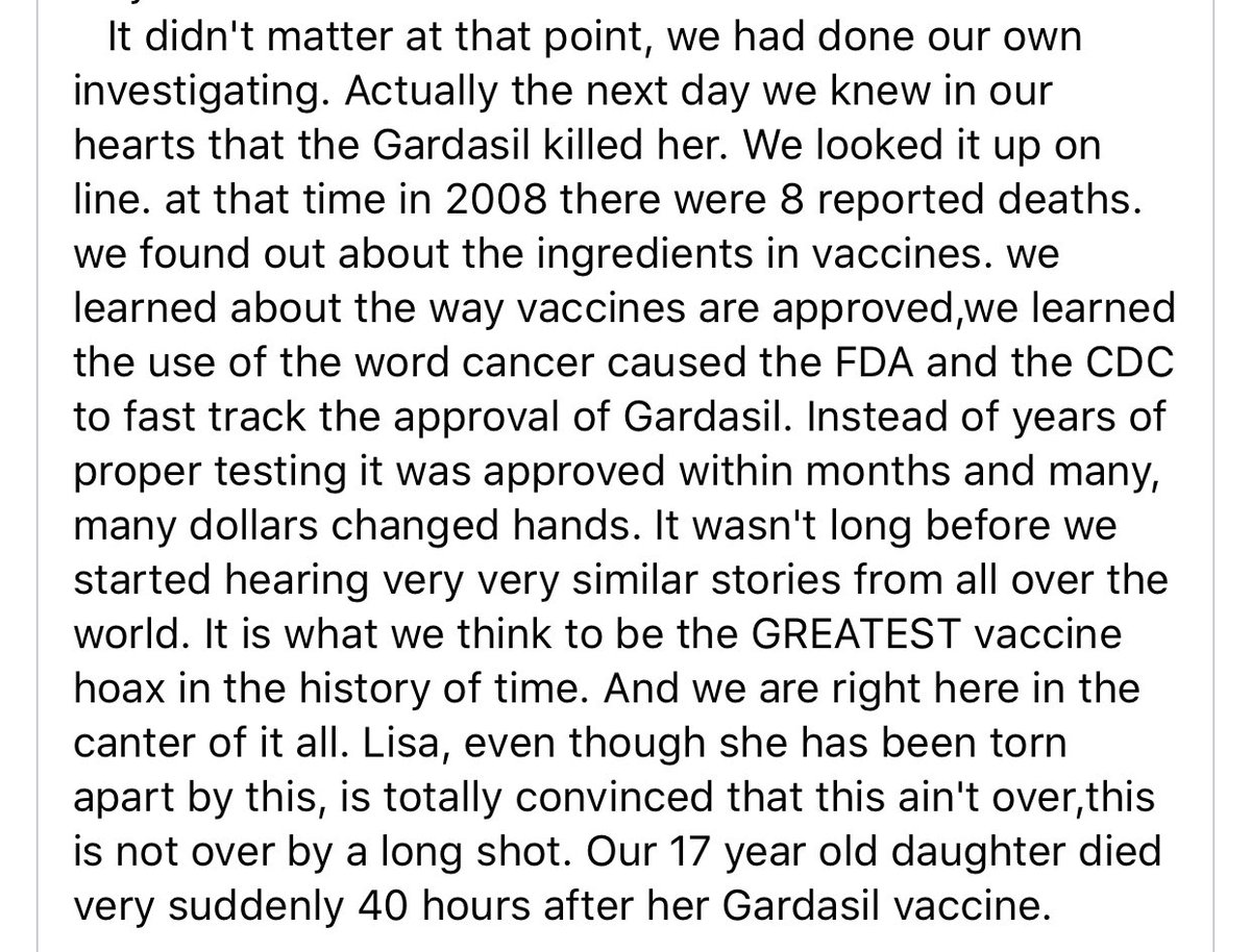 sallyKP's tweet photo. Written by her father...💔

#Gardasil https://t.co/PnyLBKfDck