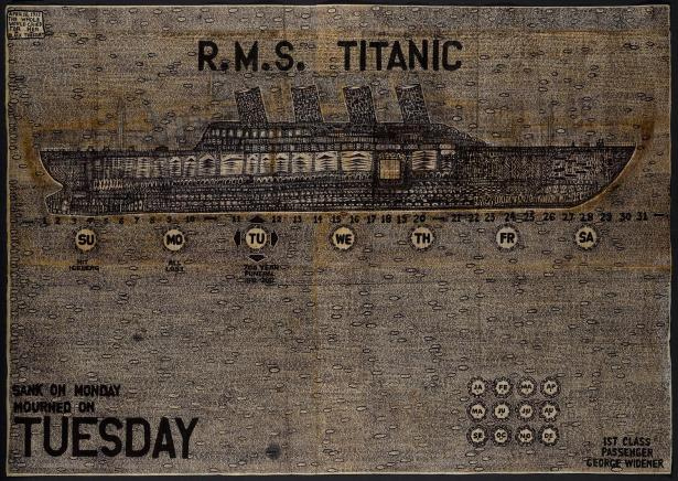 When George Widener was a teenager, he came across a passenger list of the Titanic and discovered that one of the victims coincidentally shared his name. This large drawing translates his fascination for this history. 

#GeorgeWidener #AFAMfromHome #Savant #SelfTaughtArt