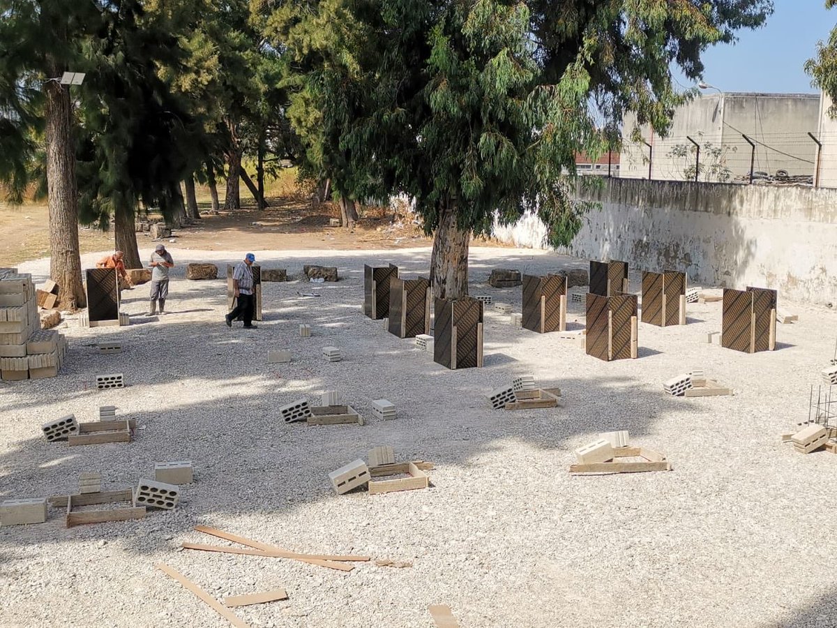 JontyDarlington's tweet photo. Now all we need are some students...

Update on @WorldMonuments Stonemasonry training project for Syrian refugees &amp; local Lebanese in Tripoli, Lebanon 🇱🇧 

Classrooms now set up &amp; the banker tables for carving are under construction (pics from the team) #culturalprotectionfund https://t.co/7xXaz7aSTw