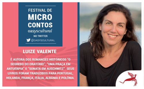 OasysCultural's tweet photo. O Festival de Microcontos da Oasys Cultural continua. Apresentamos Luize Valente, autora dos romances históricos “O segredo do oratório”, “Uma praça
em Antuérpia” e “Sonata em Auschwitz”. Acompanhe o fio⬇️ #MicrocontosOasys #OasysCultural https://t.co/Hn18rCfd7U