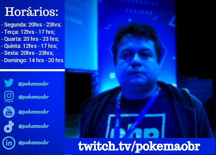pokemaobr's tweet photo. Não sabe quais o horário das minhas lives na twitch e minhas redes sociais? Agora sim :)

https://t.co/AMCUnQqXiM

Segunda: 20h - 23h
Terça: 12h - 17h
Quarta: 20h - 23h
Quinta: 12h - 17h
Sexta: 20h - 23h
Domingo: 14h - 20h 

Vem se divertir, codar e zoar com a gente! https://t.co/UEWh0WEXYG