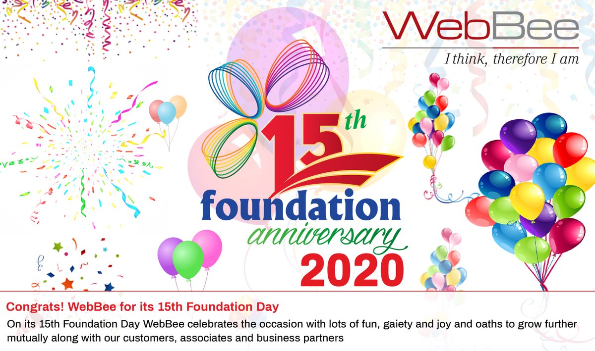 webbeeglobal's tweet photo. On its 15th Foundation Day WebBee celebrates the occasion with lots of fun, gaiety and joy and oaths to grow further mutually along with our customers, associates and business partners !!
#webbee #webbeeglobal https://t.co/geewmtgwrx