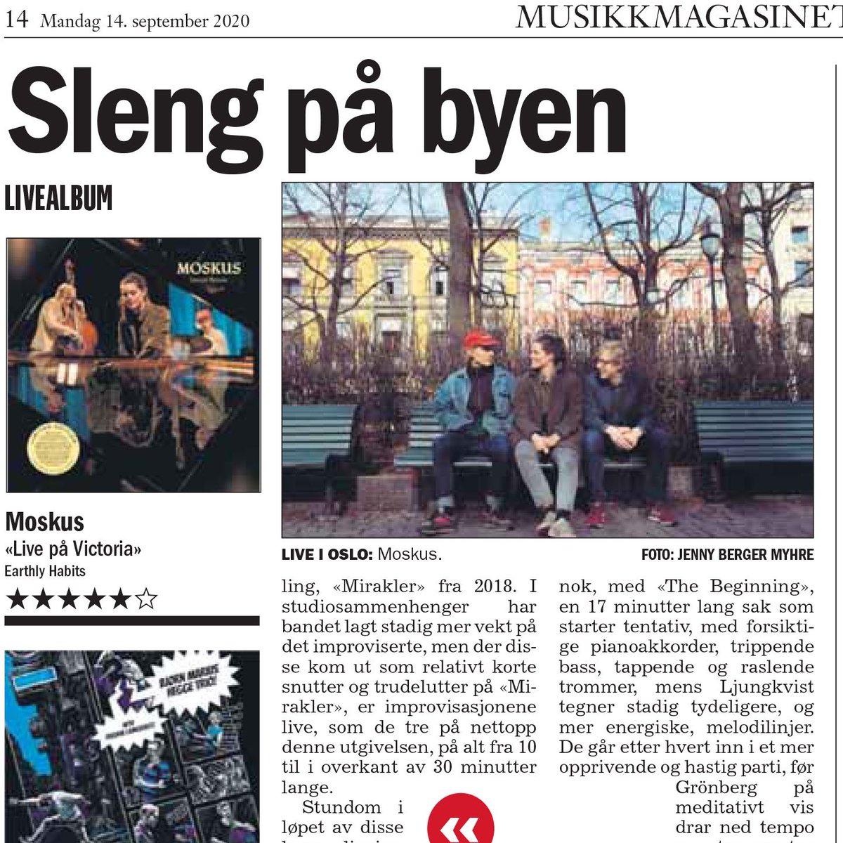 5 stars in <a href="/Musikkmagasinet/">Klassekampen Musikk</a> today! "Moskus' friimpro oppleves som nye mirakuløse verk" - <a href="/chris_monsen/">Chris Monsen @chrismonsen.bsky.social</a>