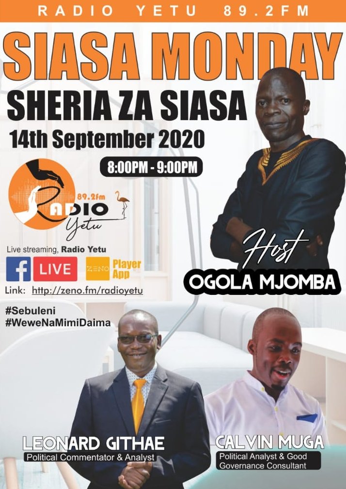 Midrifthurinet's tweet photo. Under Midrift's thematic focus - Good governance, join the Deputy executive director @LkGithae & in-house leadership expert @CalvinMuga discussing the five Laws of politics today @RadioYetu at 89.2fm from 8-9pm with Mjomba Ogola.
#Goodgovernance
#DignityDK https://t.co/d6Zsr6i3YK