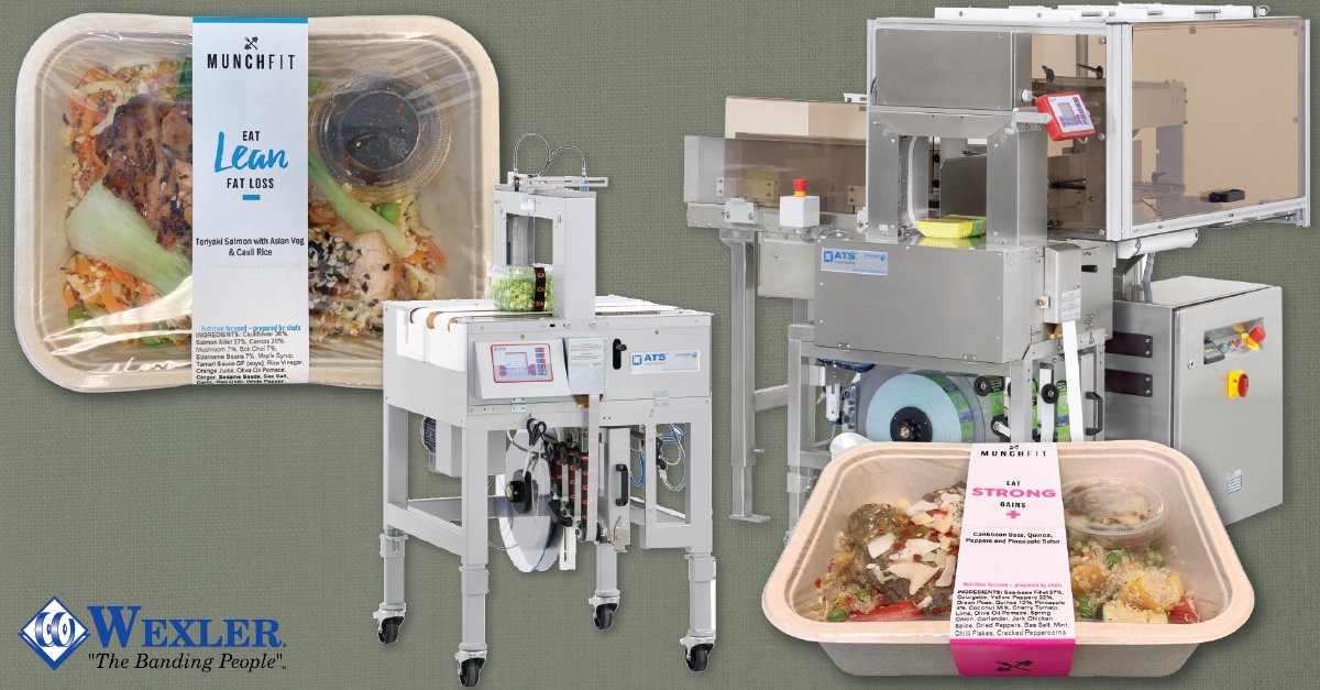 banding's tweet photo. Whether you’re looking for a manual option or a fully automated solution, banding ready meals means labeling using no heat or adhesive and zero damage to your product! 
#gogreen #branding #banding #labeling #labels #sustainability #transparency https://t.co/E6rVK1Xb2N