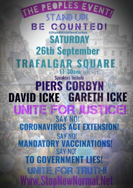 Piers_Corbyn's tweet photo. #OurMovement
#RallyOfTheCentury
Sat 26Sep 12pm/11.30 TrafSq #PiersCorbyn +#DavidIcke +Surprises
Tell MPs STOP CovidAct or GO from Office #StopOrGo
*STOP Masks Distancing +Trax NOW
*STOP ALL COVID VAX programs NOW
*TakeDown 5G
*BringBack JOBS+FREEDOMS!
https://t.co/Lqm5q8LFaf https://t.co/eWz9hsramt
