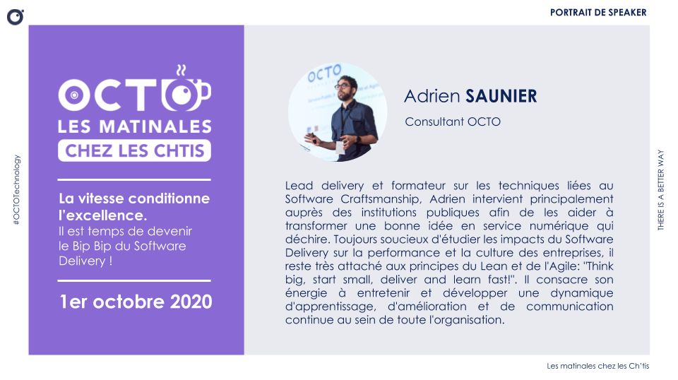 [#event] Pourquoi la vitesse conditionne l'excellence ? <a href="/OCTOchti/">OCTO Nord</a> vous propose des pistes pour lancer l’accélération au sein de votre organisation le 1er Octobre de 9h30 à 12h avec <a href="/adriensaunier/">Adrien SAUNIER 💉💉💉</a> et un #REX de Décathlon ! Pour s'inscrire, c'est par ici →  urlz.fr/dLkY