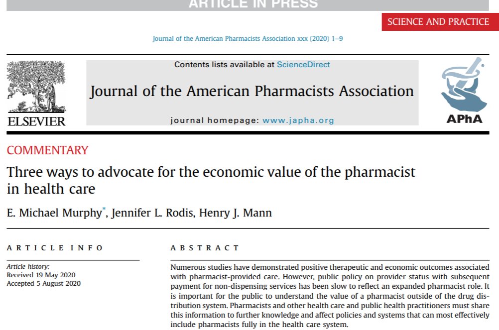 Journal of the American Pharmacists Association (@japhajournal) on Twitter photo IN PRESS: Advocacy efforts must focus on creating lasting policy changes that allow pharmacists to provide the therapeutic and economic value that they alone can bring to the health care system.
#pharmaeconomics #pharmacists
japha.org/article/S1544-… IN PRESS: Advocacy efforts must focus on creating lasting policy changes that allow pharmacists to provide the therapeutic and economic value that they alone can bring to the health care system.
#pharmaeconomics #pharmacists
japha.org/article/S1544-…