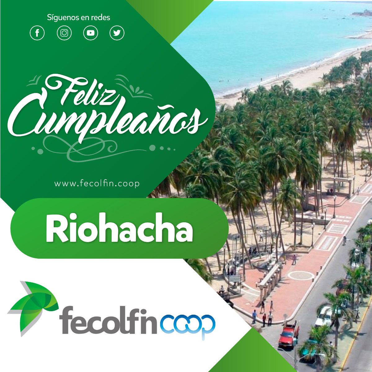 fecolfin's tweet photo. Feliz Cumpleaños Riohacha, por sus 475 años.
#InformateFecolfin  #FecolfinEsInnova #FecolfinEsTecnologia
Síguenos en las redes sociales y dale me gusta para que nuestra comunidad siga creciendo.

@_supersolidaria  @SFCsupervisor @OrgSolidarias @Finagro https://t.co/5VZW0wGHuH