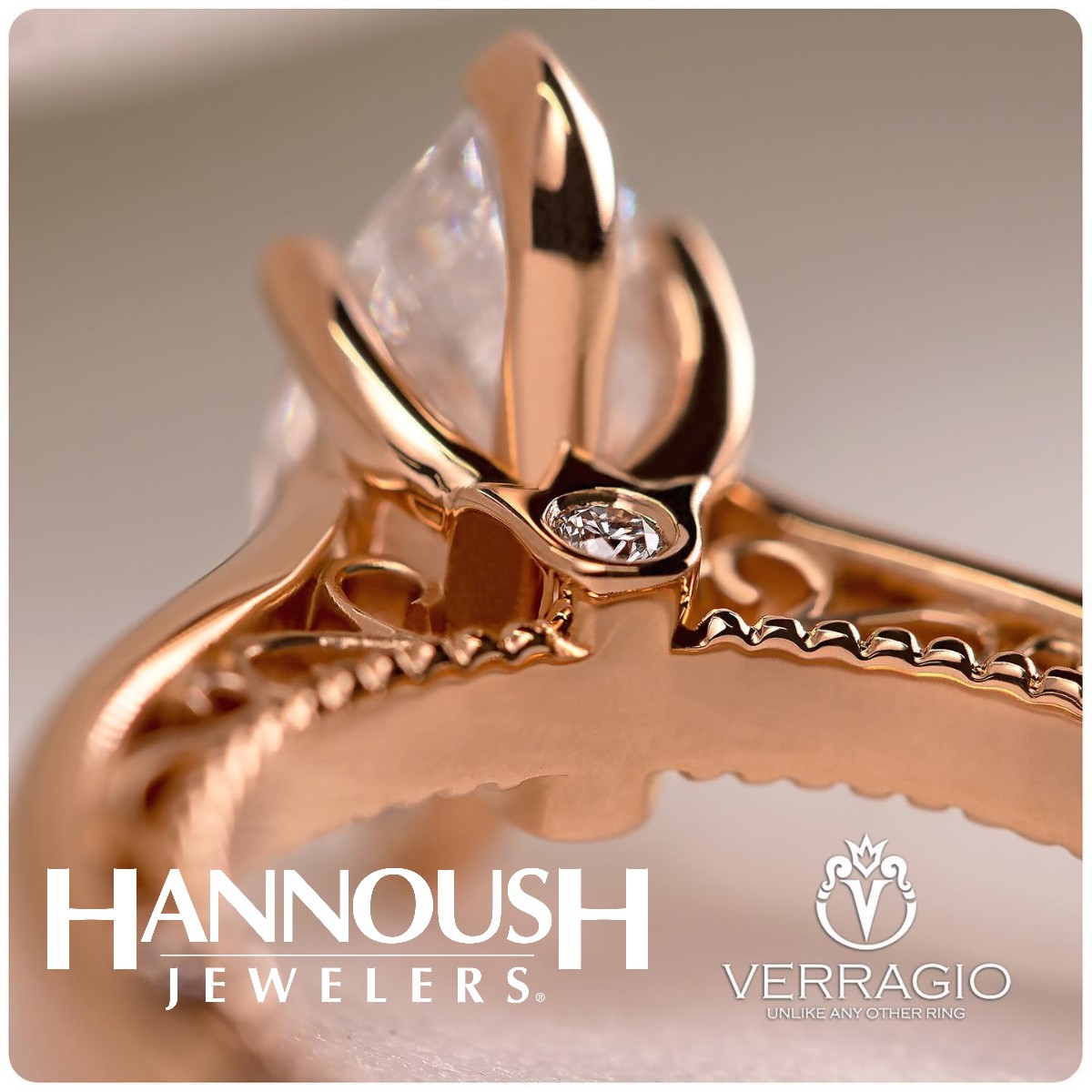 Hannoushalbany's tweet photo. Don’t let the illusionary aesthetic of this diamond engagement ring by @verragio fool you!

Classic and sleek on the outside, the inside band showcases an intricate design and antique beading. 💛

The Venetian-5047 with a Marquise-cut center diamond in rose gold. https://t.co/WXQhMpjjlu