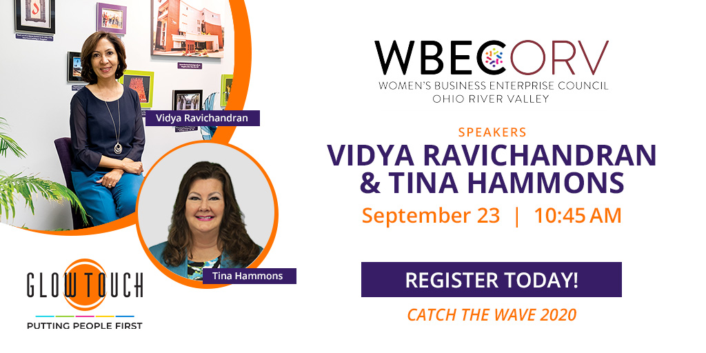 UnifyCX's tweet photo. Our own Vidya Ravichandran and Tina Hammons will speak at the @WBECORV virtual #WBECatchthewave conference next week! Be sure to catch their session on Sept. 23 at 10:45 a.m. You won’t want to miss it!
Register here: https://t.co/ZWgyZxRtqr
#WBEC #womanownedbusiness #GlowTouch https://t.co/SDxFZWi9gV