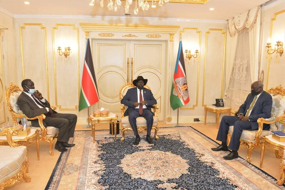 StateHouse_J1's tweet photo. President Salva Kiir met with the Minister of East African Affairs, Deng Alor Kuol, who is also holding the assignment of Abyei File for its expeditious follow up towards the implementation of the Final Status of Abyei. https://t.co/9YYdLqGu7u