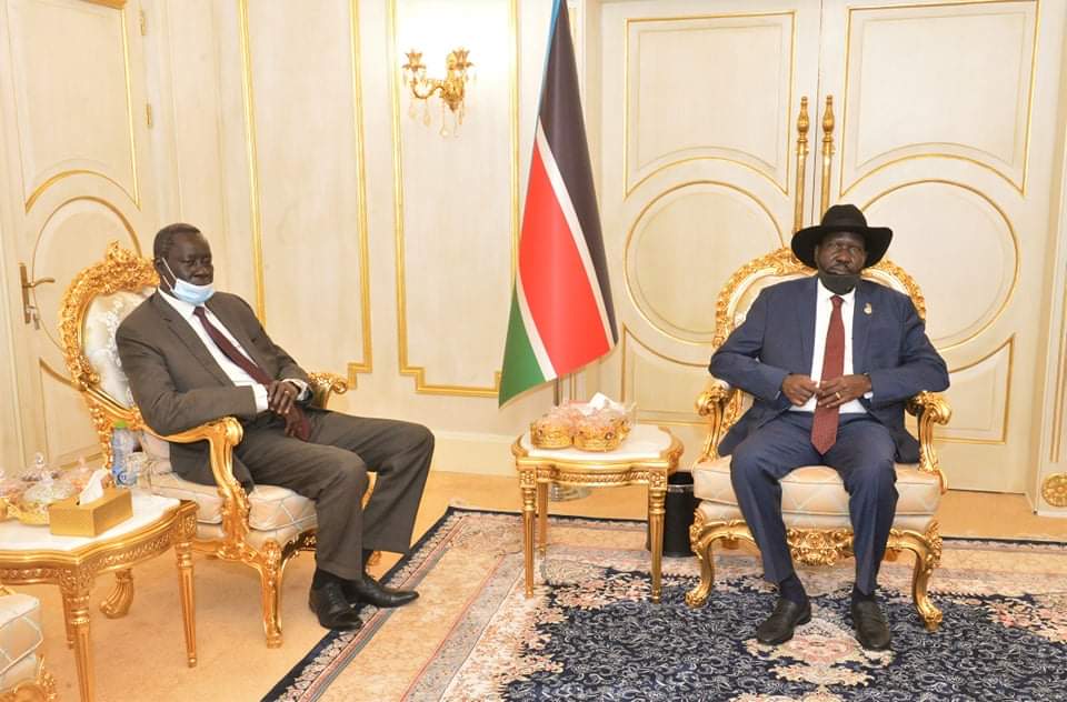 StateHouse_J1's tweet photo. President Salva Kiir met with the Minister of East African Affairs, Deng Alor Kuol, who is also holding the assignment of Abyei File for its expeditious follow up towards the implementation of the Final Status of Abyei. https://t.co/9YYdLqGu7u