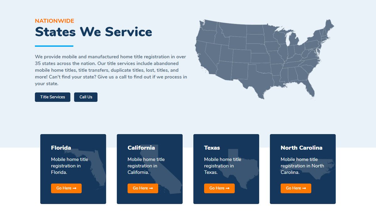 You can search for your state, to learn more about the mobile home title services we offer in your areas here: snickfish.com/states/