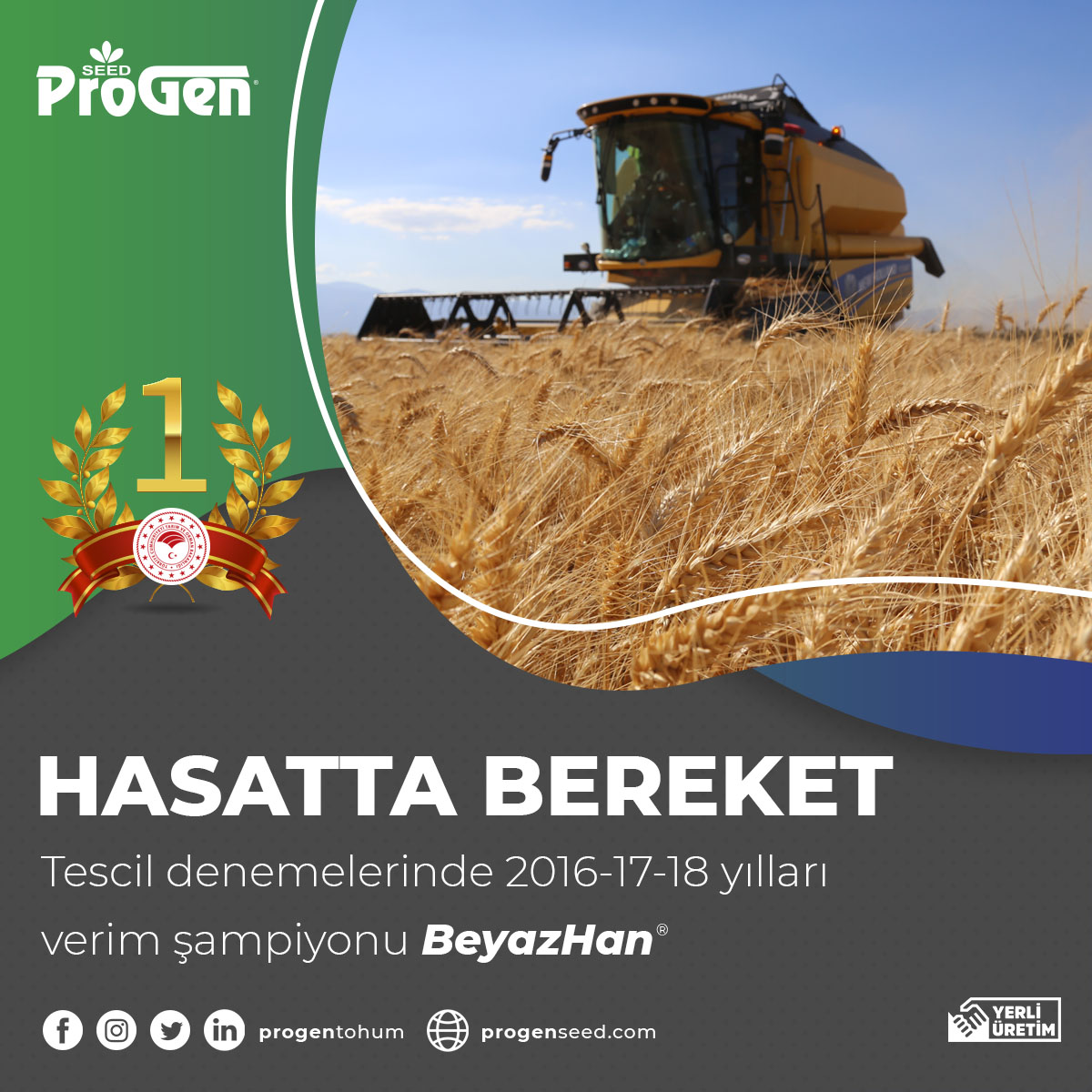 ProGenTohum's tweet photo. Tarım ve Orman Bakanlığımızın 2016/17/18 yılları Tescil Denemelerinde verim 1. si
#BeyazHan
✔️ Yüksek verimli
✔️ Üstün kaliteli
✔️ Yatmaya ve hastalıklara toleranslı
✔️ Beyaz daneli
#Progen #ProgenSeed #Tohum #YerliTohum #MilliTohum #YerliÜretim #TurkishSeed #Hasat https://t.co/T4enutmPGo