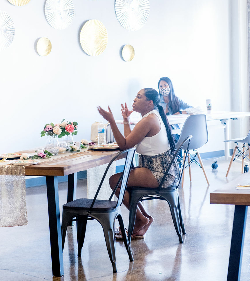 Spaces for women and BIPOC aren't meant to be exclusionary, they're meant to be safe. For us. allies are welcome.

We are your home away from home for work and play. We focus on celebrating and supporting Black Women as they navigate the road of entrepreneurship.  There's nothing
