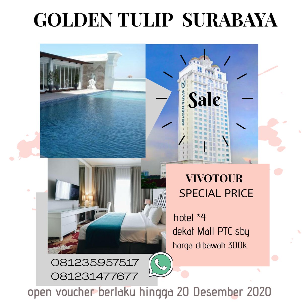 vivotoursby's tweet photo. SALE voucher Hotel *4 Di Surabaya
Deluxe Room Only
Berlaku weekday / weekend
Voucher berlaku hingga 19 Desember 2020
Dekat Mall terbesar di Surabaya barat ( Pakiwon Trade Centre / Supermall Pakuwon )
Dekat lapangan Golf Bukit Darmo
Grab it fast https://t.co/qZoEea411C https://t.co/oFUsZr0mWK