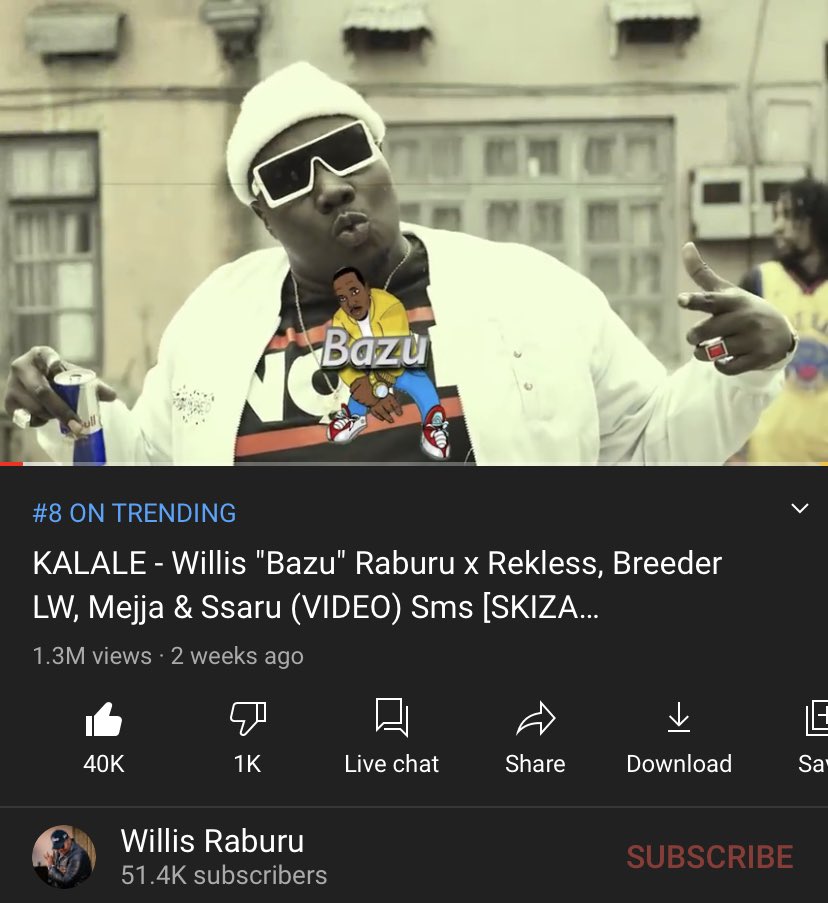 WillisRaburu's tweet photo. To Set “#Kalale” as your Skiza tune, SMS [Skiza 5800353 ] to 811 

🙏🏾WE ARE STILL ON THE TRENDING LIST and STILL GROWING! Keep VYBING AND DANCING TO KALALE!!! #KalaleChallenge #Bazutainment 

Watch here: https://t.co/2DwYJuyBOS https://t.co/CILbQlFl43