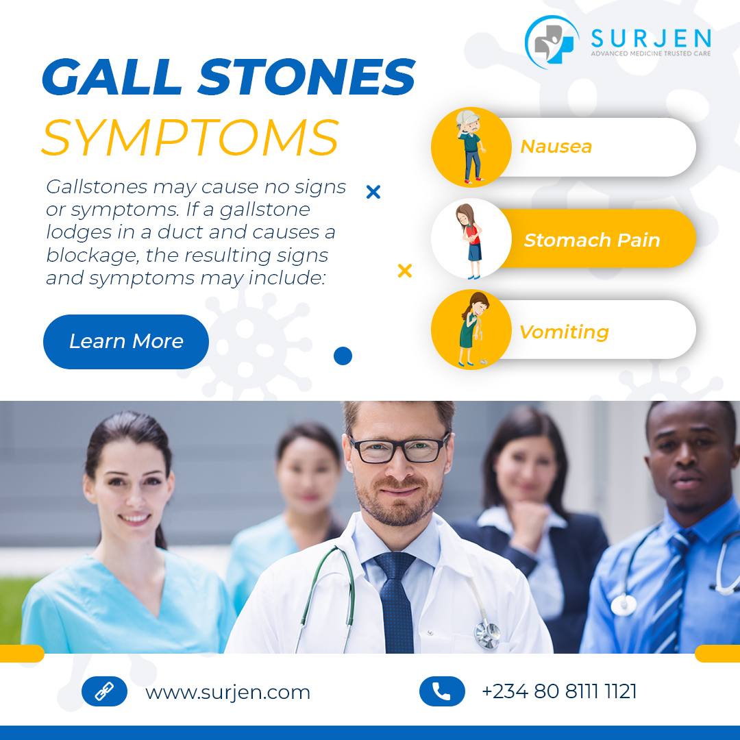 SurjenHealth's tweet photo. Symptoms of Gall Stones
1. Clay colored stools
2. Severe stomach pain
3.  Burping
4. Nausea or vomiting
5. Indigestion
Do not Ignore #GallStone #Symptoms. Consult #Surjen for best treatment of your medical problems.
🌎: https://t.co/8ghEK8bXtM
📱: 08081111121
#Stone #Gallbladder https://t.co/n857hyyOEx
