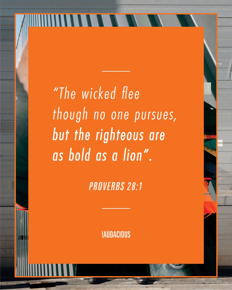 audaciouschurch's tweet photo. “The wicked flee though no one pursues,
but the righteous are as bold as a lion”
Proverbs 28 v1

This was the Key verse from Ps Glyn’s great message ‘The roar of availability’ that kicked off #thedisrupt series on Sunday.
Catch up on podcast!
#thisischurch 
#thisaudaciouslife https://t.co/YlOrLo5KfG