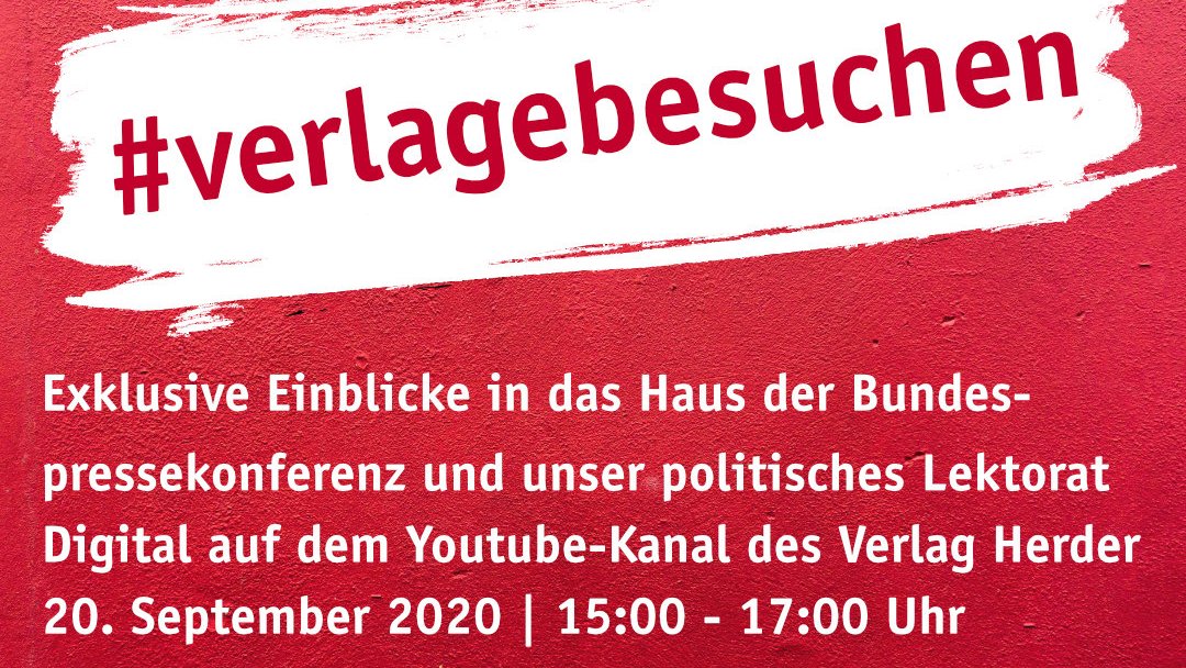 Noch 2 Tage!!! Am Sonntag, den 20. September laden wir Euch mit #verlagebesuchen virtuell nach Berlin ein: Eine Führung durch das Haus der Bundespressekonferenz und ein Einblick in unser Lektorat - Dabeisein &amp; Fragen von 15-17 Uhr, gerne auf unserem Kanal: youtube.com/user/VerlagHer…