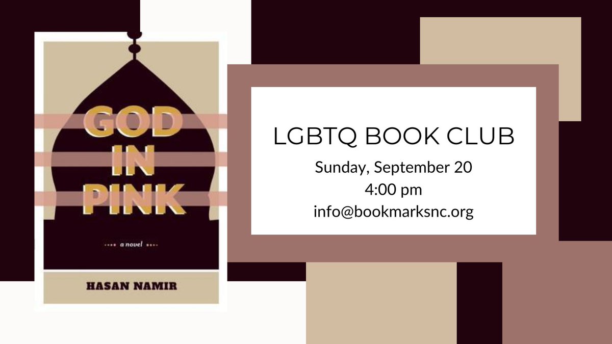 BookmarksNC's tweet photo. This week w/ Bookmarks! Tues: Book Launch of I AM MY MOTHER'S DAUGHTER w/ @crazyperflife; THURS: #readermeetwriter w/ @freedomrideblog, author of PREJUDENTIAL; Sun: LGBTQ Book Club, discussing GOD IN PINK by @HNamir. Visit: https://t.co/fDmzBkP81A for complete information! https://t.co/q0gaxKC0RA