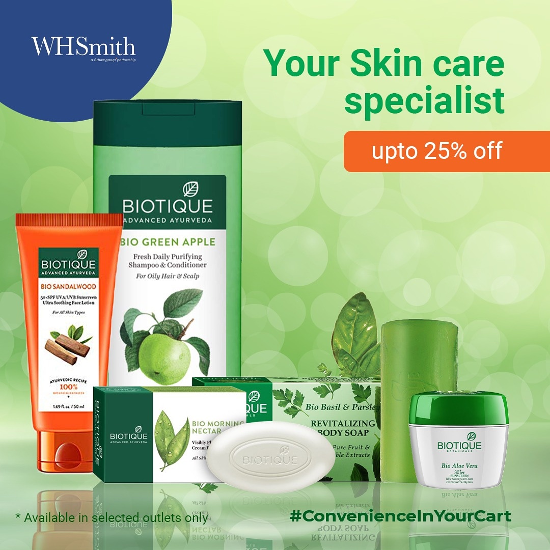 WHSmith_India's tweet photo. Put your best face forward with the skincare products from @Biotique_World. Head over to @whsmith_india store and shop your skincare essential today.
.
.
#WHSmithIndia #Skincare #SkinSpecialist #HealthySkin #SkinRoutine #LoveShopping #OneStopSolution #shopyourfavorite https://t.co/vvUc3pUtjM