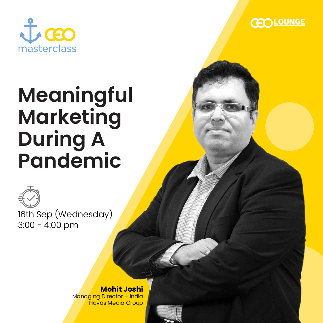 It's always nice to pick a few new skills, and <a href="/mohitjo/">Mohit Joshi (MoJo)</a> from <a href="/HavasMediaIN/">Havas Media Network India</a> is all set to kick off the CEO Masterclass with the focus on what all changes your marketing desperately needs. Click to know more: bit.ly/3mlLxOo With <a href="/deepakceolounge/">Deepak Yadav</a> &amp; <a href="/HariGovindNair/">Hari Govind Nair</a>