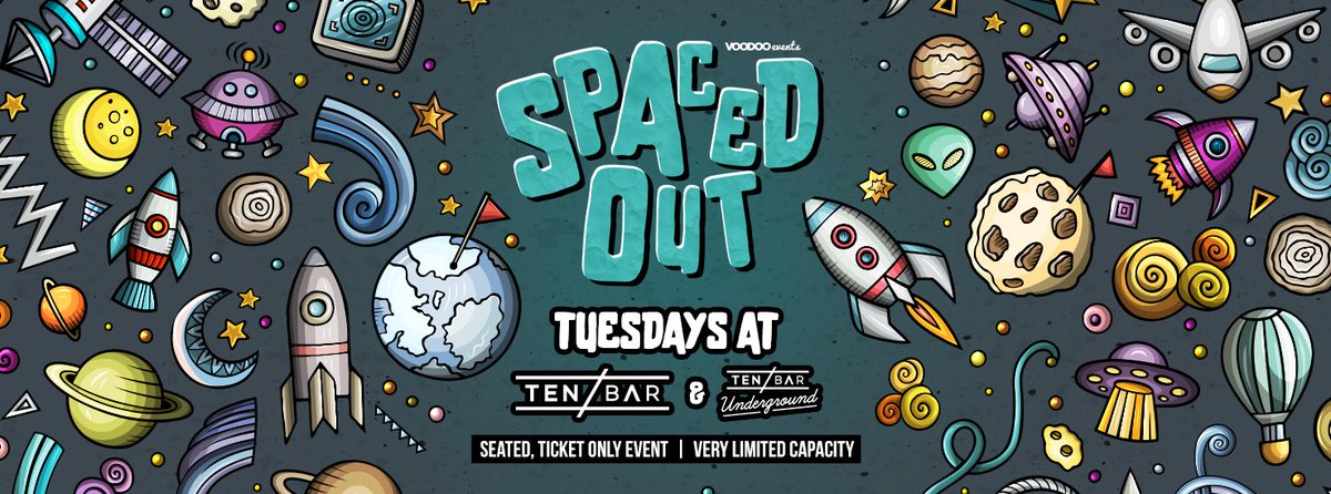 SpaceTuesdays's tweet photo. Twist up your Tuesday! 🚀🎶

Join us across 2 venues for our Tuesday night delight as Tuesdays make a return!

Enjoy socially distanced, all seated, table service mixed in with good music and cheap drinks!

Grab your tickets &amp; book your tables here - https://t.co/ezyfnQVdNM 🎟 https://t.co/G0aOfJxph8