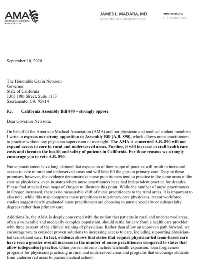 MarilynHeineMD's tweet photo. .⁦@AmerMedicalAssn⁩ urges ⁦@CAgovernor⁩ ⁦@GavinNewsom⁩ to veto #AB890. Concerned it will:

•Not expand access to care in rural &amp; underserved areas

•⬆️ overall health care costs

•Threaten health &amp; safety of patients in CA

https://t.co/6dGQyuPtaJ
#NoOnAB890 https://t.co/6XEDOGJSlF