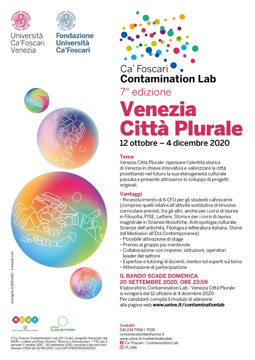 ManagementUnive's tweet photo. Online il bando del laboratorio “CLab – Venezia Città Plurale”
promosso da @CF_CLab rivolto a cafoscarini e altri studenti, che prevede lo sviluppo
di progetti per ripensare all’identità storica di Venezia.
Qui per tutte le info: https://t.co/OxDky4Mi2h
#cfclab #clabvenezia https://t.co/9QoiBXpWUS