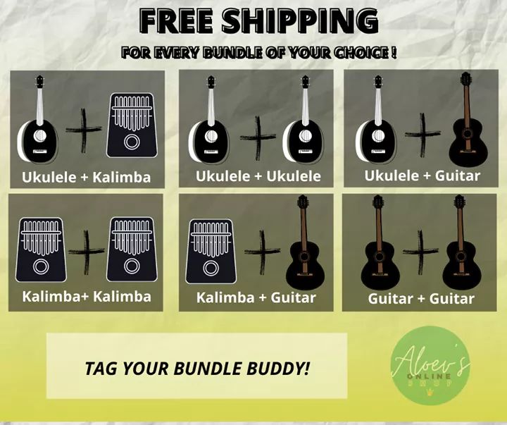 AloevsMusicShop's tweet photo. We offer free shipping for every bundle. TAG your bundle buddy!

check out this facebook post:
https://t.co/1ymfBoSRkh

#BundlePromo #FreeShipping #ukulele #kalimba #guitar https://t.co/963XeMjH7l