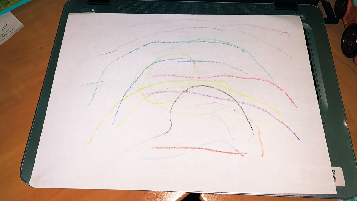 ShetlandLibrary's tweet photo. @natlibscotmaps @ARAScot We were very pleased with this rainbow picture earlier! 🌈🖍 #WorkingFromHome #MultiTaskingMum #MyChildsCV https://t.co/1fO49AaPYS