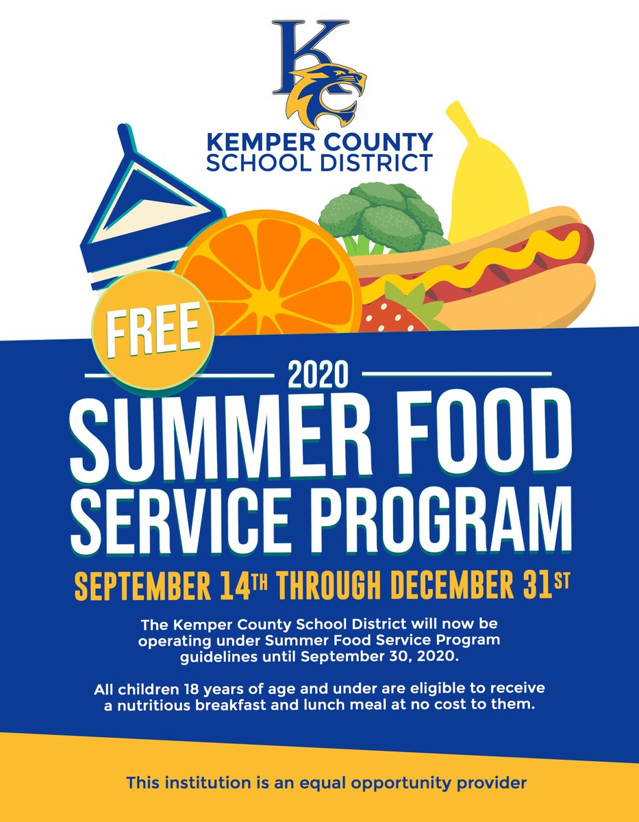 CtyKemper's tweet photo. More opportunities for the children of Kemper County.  Grab and Go meals are available on each school site until further notice from 10:30am- 11:30am for virtual students. https://t.co/vlEPE6o3yr