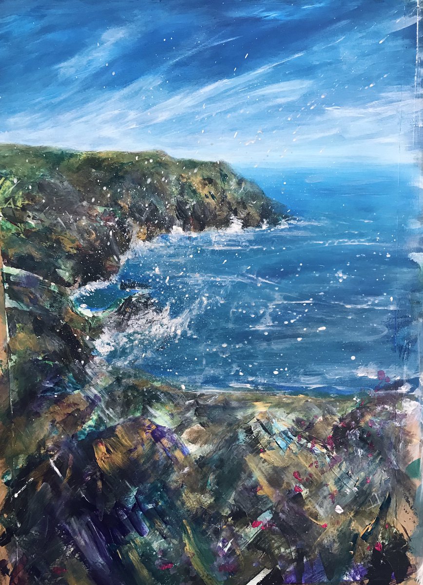 kenbennedy80's tweet photo. Got a bit annoyed with this piece I started last year. Splashed some random paint on it to mess it up a bit, hopefully making it more interesting. Should probably go further #art #artontwitter #amateurart #painting #cornwall https://t.co/vKC0QtudHO