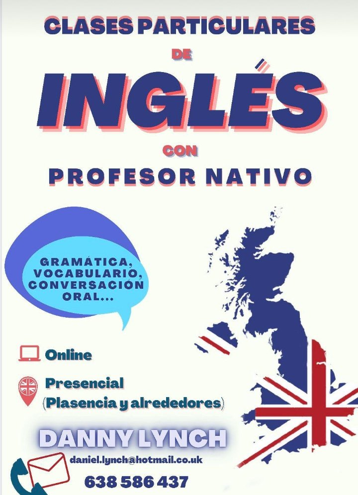 martita9597's tweet photo. ⚠️⚠️Se agradece difusión ⚠️⚠️
 - Profesor de inglés NATIVO en Plasencia o alrededores.
 - Presencial u online.
No vais a tener mejor profesor de inglés que él. https://t.co/JgZ2mHdWEk