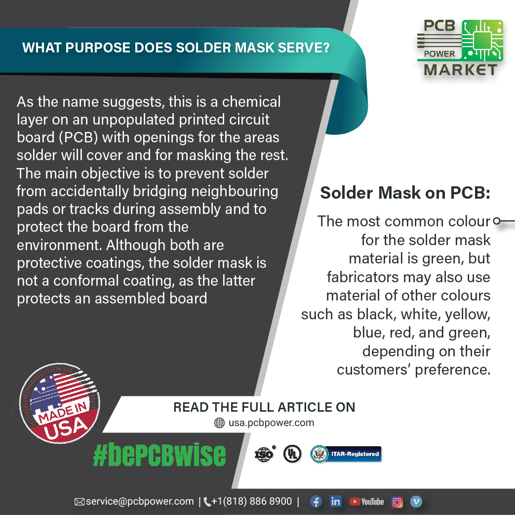 PCBPowerInc's tweet image. As the name suggests, this is a chemical layer on an unpopulated printed circuit board (PCB) with openings for the areas solder will cover and for masking the rest.

usa.pcbpower.com

#MakePCBInAmerica #connectorarea #pcbs #pcbpowerinc #pcb #didyouknow #staysafe #corona