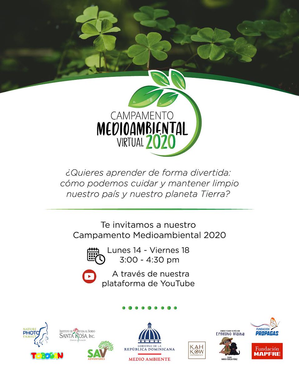 AmbienteRD's tweet photo. Recuerda que hoy iniciamos nuestro primer Campamento Medioambiental Virtual, verifica la lista de materiales que vas a necesitar! Entra a este link para que comiences aprender de forma divertida de 3:00 p.m. a 4:30 p.m.: https://t.co/Z9tfISF82t https://t.co/XB79u1Sbr4