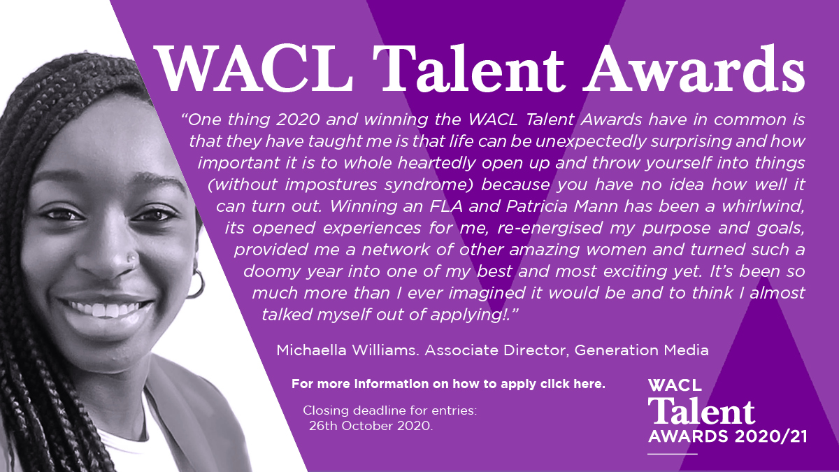 WACL1's tweet photo. The @WACL1 Talent Awards (formerly Future Leaders Award) are officially open. For this year only, they are offering 100% training grants, worth up to Β£3000, to emerging future female leaders. Find out more and how to apply NOW! https://t.co/7cIGSqOhPX #WACLTALENT https://t.co/KMBSJQ3joc