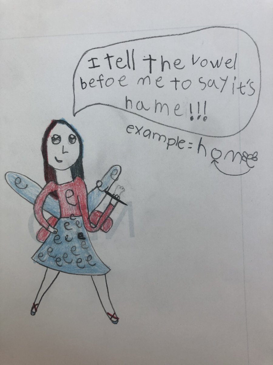 MsBrodrick's tweet photo. The Magic ‘E’ Fairy is here to help! #phonics #studentmade https://t.co/1UcHDSYKKE