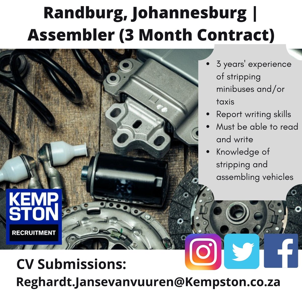 KempstonRecruit's tweet photo. Randburg, Johannesburg | Assembler

(3 Month Contract)

reghardt.jansevanvuuren@kempston.co.za

#Kempstonrecruitment #Assesmbler #Contract #Vehicles https://t.co/T3RtT44Zod