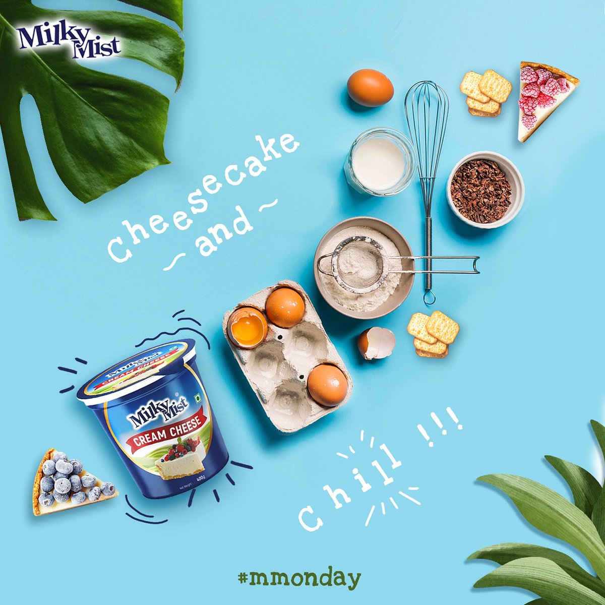 MilkyMistIndia's tweet photo. It's #mmonday! Have you tried your hand at baking yet? You know what they say, butter late than never! Milky Mist Cream Cheese and Milky Mist Butter is here to help you make a delicious classic cheesecake. Tag a cheesecake lover!#bakinginprogress #mondaythoughts #MondayMotivation https://t.co/m11h5RBDIg