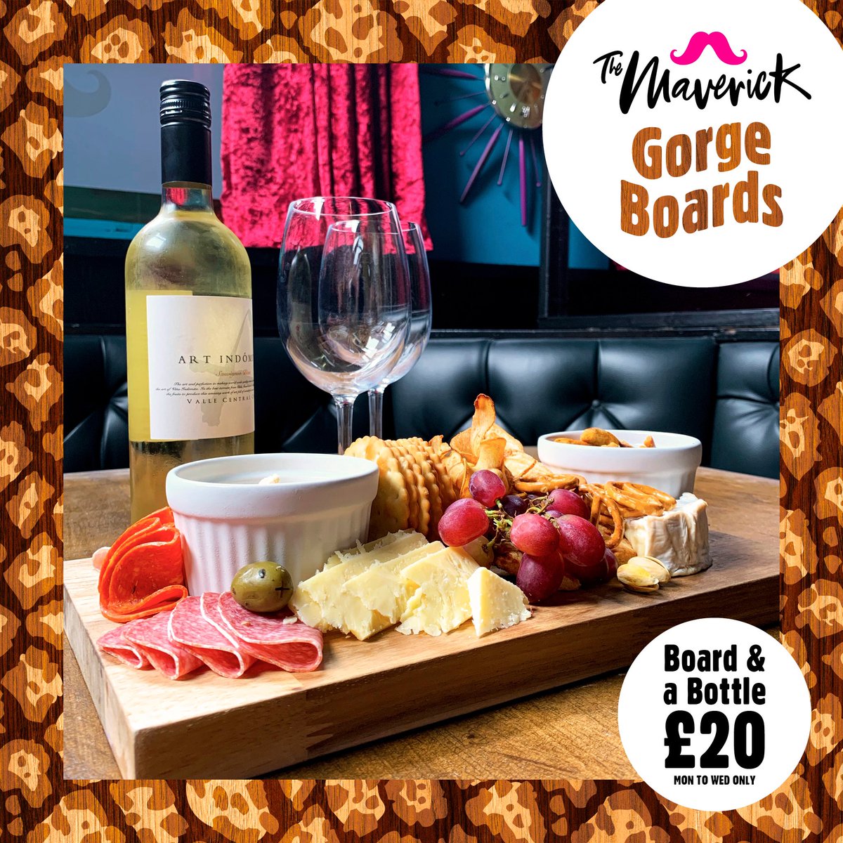 😍 Make your Monday a bit more #GORGEous with a regular Board &amp; a Bottle of house wine for just £20 from Mon-Wed at <a href="/maverick_NI/">The Maverick</a> ! 

☑️ Walk ins are welcome - DM us to book a table for groups of 2+