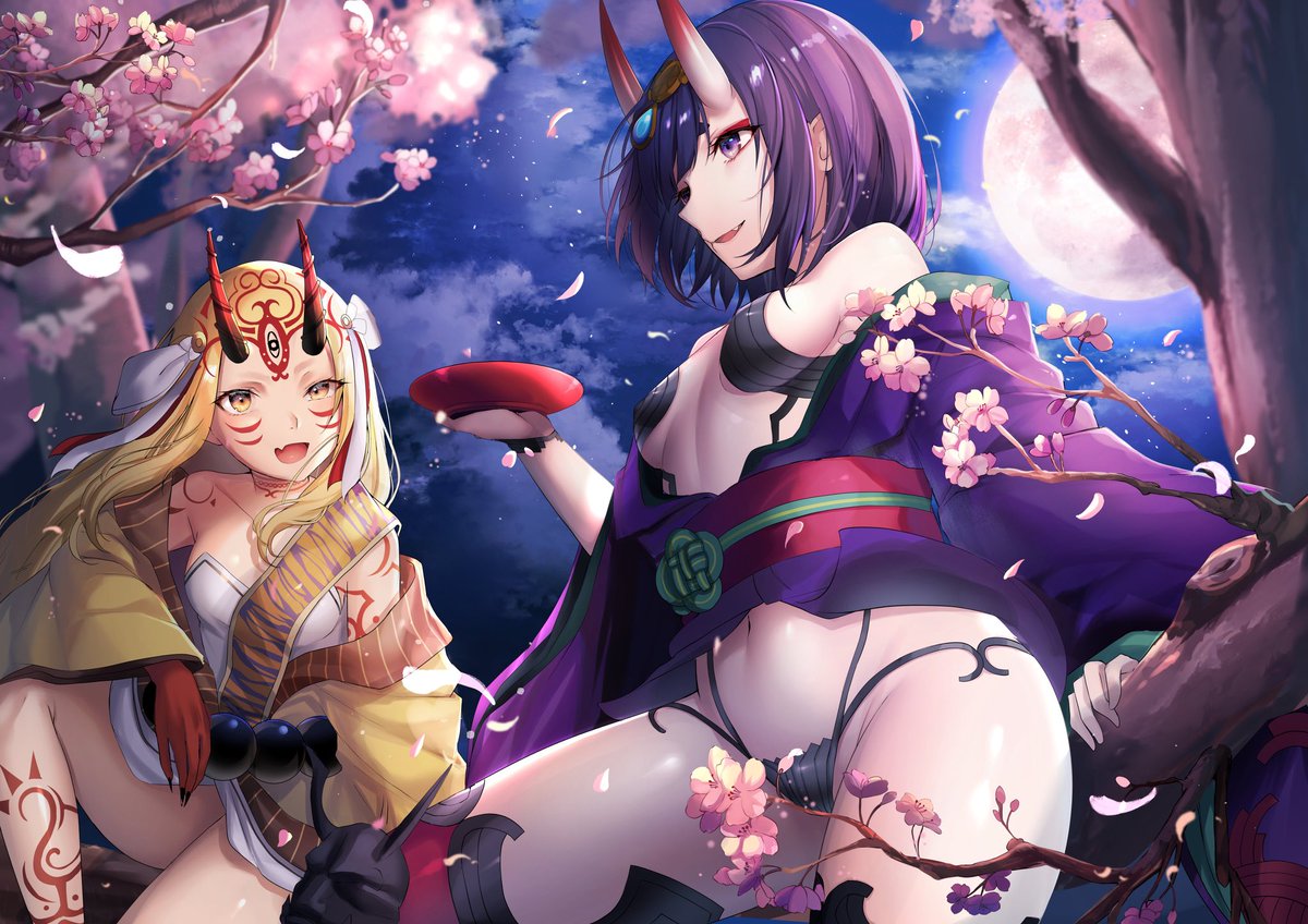 茨木童子(Fate) ,酒呑童子(Fate) 「酒呑童子ちゃん強化おめでとう❤❤❤❤(いろいろまじってる) 」|ゆーFOUのイラスト