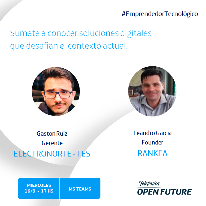 🔵MIÉRCOLES 16/9 
Te invitamos a conocer a ELECTRONORTE - TES y RANKEA, que nos presentarán sus soluciones digitales, No te los pierdas !!
Link de Inscripción 👉: bit.ly/3kpeozF

@NODOTECEMPRENDE 
<a href="/MinisterioITC/">Ministerio de ITC</a> 
<a href="/ClubCorrientes/">Club de Emprendedores de Corrientes</a> 
@javidisarg <a href="/CeciOrdonezMart/">Ceci Ordoñez</a>