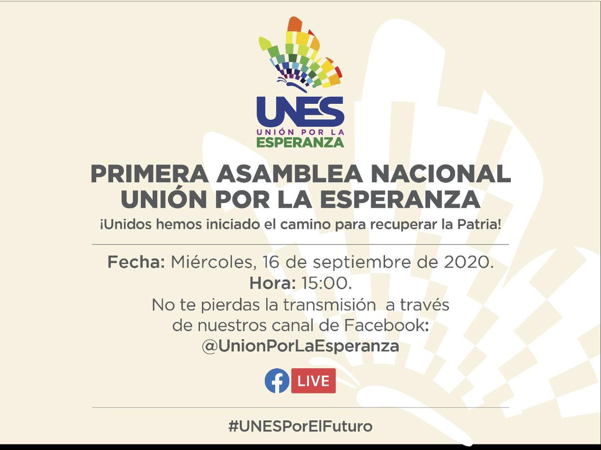 UNESECUADOR's tweet photo. Una idea 💡, un camino trazado. 8 organizaciones vieron nacer el Gran Frente Nacional de Todos, Unión por la Esperanza, hoy más de 240 agrupaciones se unen para recuperar el futuro.
Te invitamos a participar de nuestra l Asamblea Nacional Unión por la Esperanza #UNESporElFuturo. https://t.co/DT6F2p8wTL