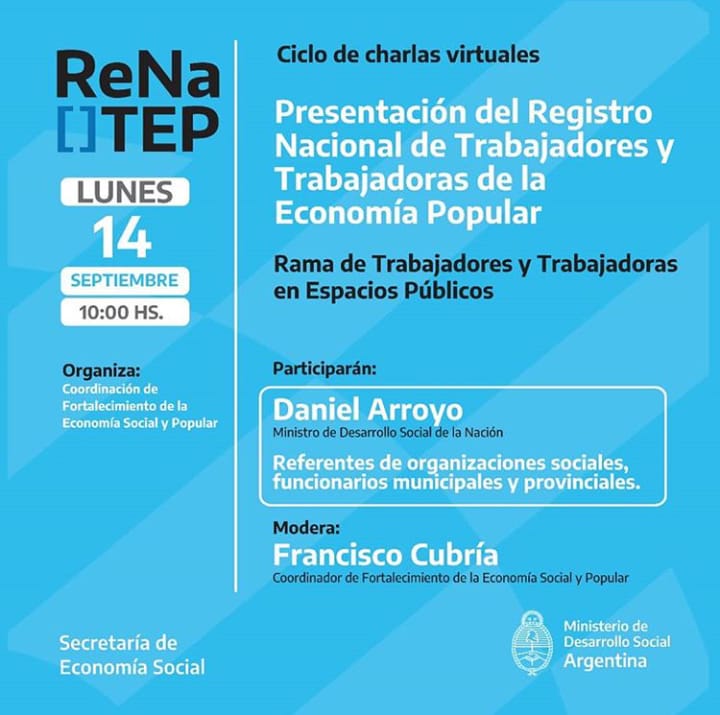 jpablosoloa's tweet photo. Presentamos el ReNaTEP para lxs trabajadorxs de espacios públicos, junto a vendedores ambulantes, feriantes, artesanos de todo el país junto a @LicDanielArroyo. Felicitaciones @FranCubria https://t.co/BY4T5NhSkY