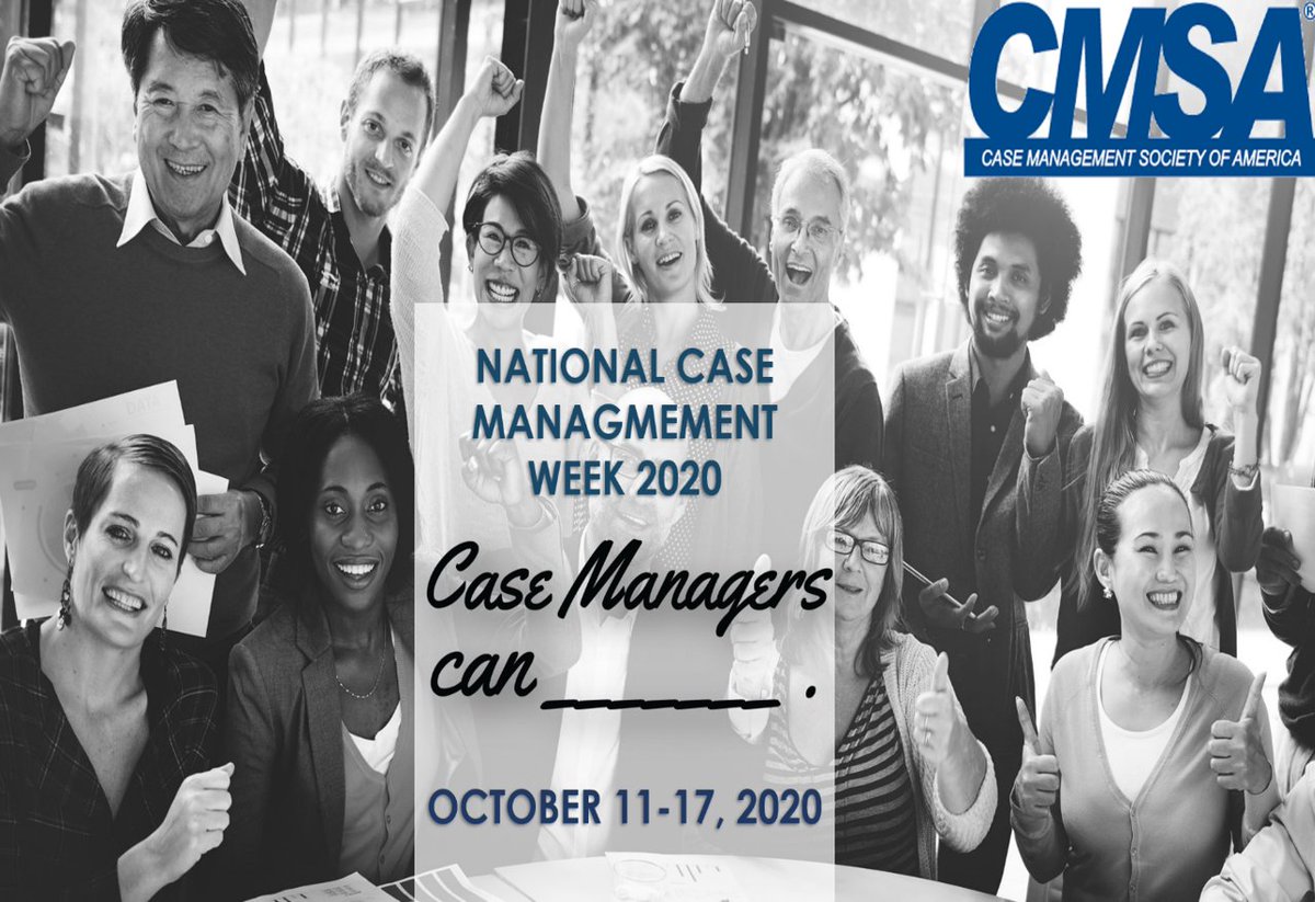 CMSANational's tweet photo. National Case Management Week is October 11-17, 2020.  It’s a time to celebrate YOU, our field, and the progress we have made together! Get ready for the week by reading the email here: https://t.co/OVwi767awE
#CMSACMWeek2020 #CaseManagersCan #CMWeek2020 #CaseManagementWeek2020 https://t.co/zRNHSYelNO